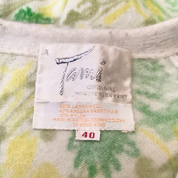 Vintage Lambswool Angora Floral Pearl Button Cardigan 40 M British Colony - Picture 7 of 10